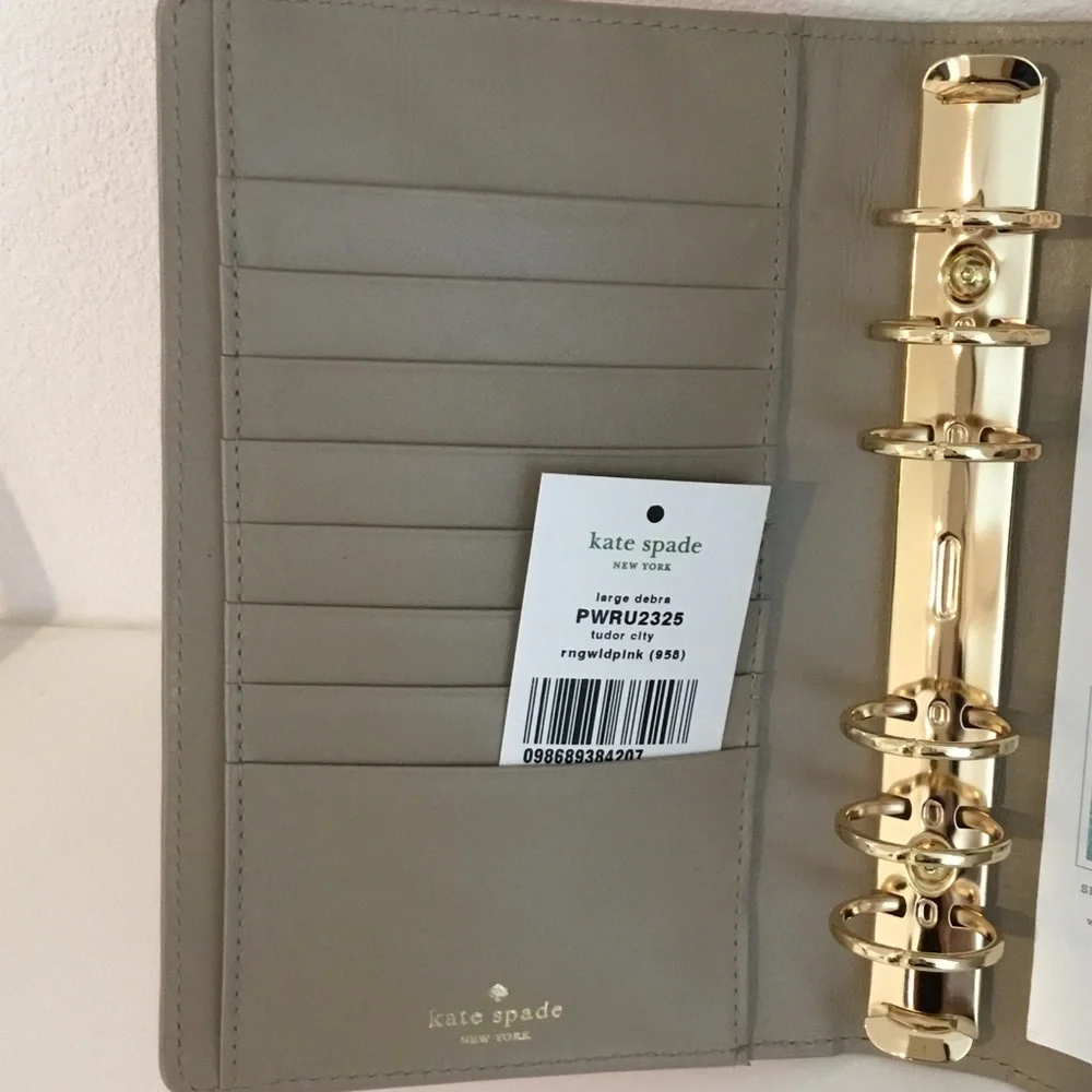 New kate spade Hot Pink Leather Planner with Snap Closure